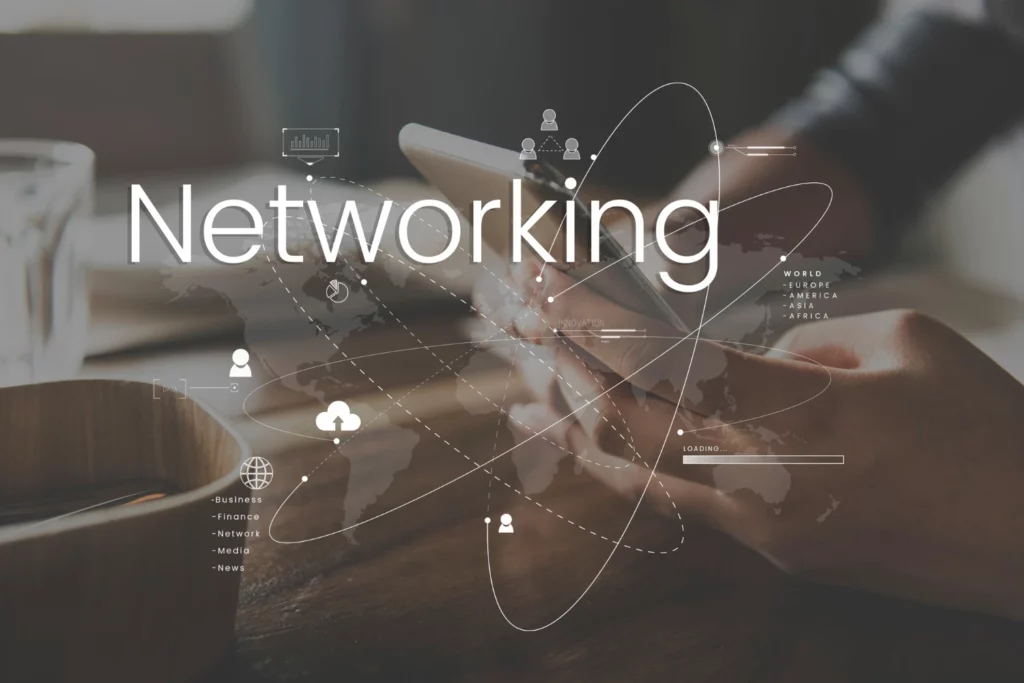 Imagem representando o poder do networking, mostrando conexões digitais e globais que podem transformar empresas e ampliar oportunidades de negócios.